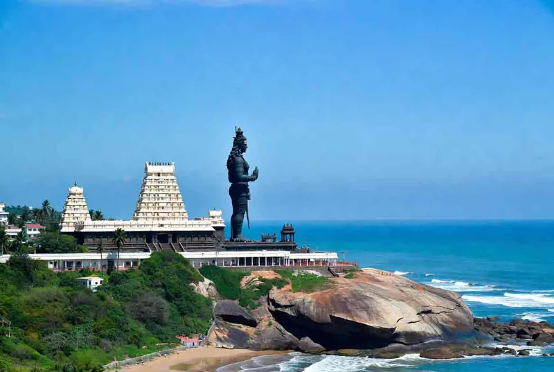 The towering silver statue of Lord Shiva seated at Murudeshwar overlooking the sea